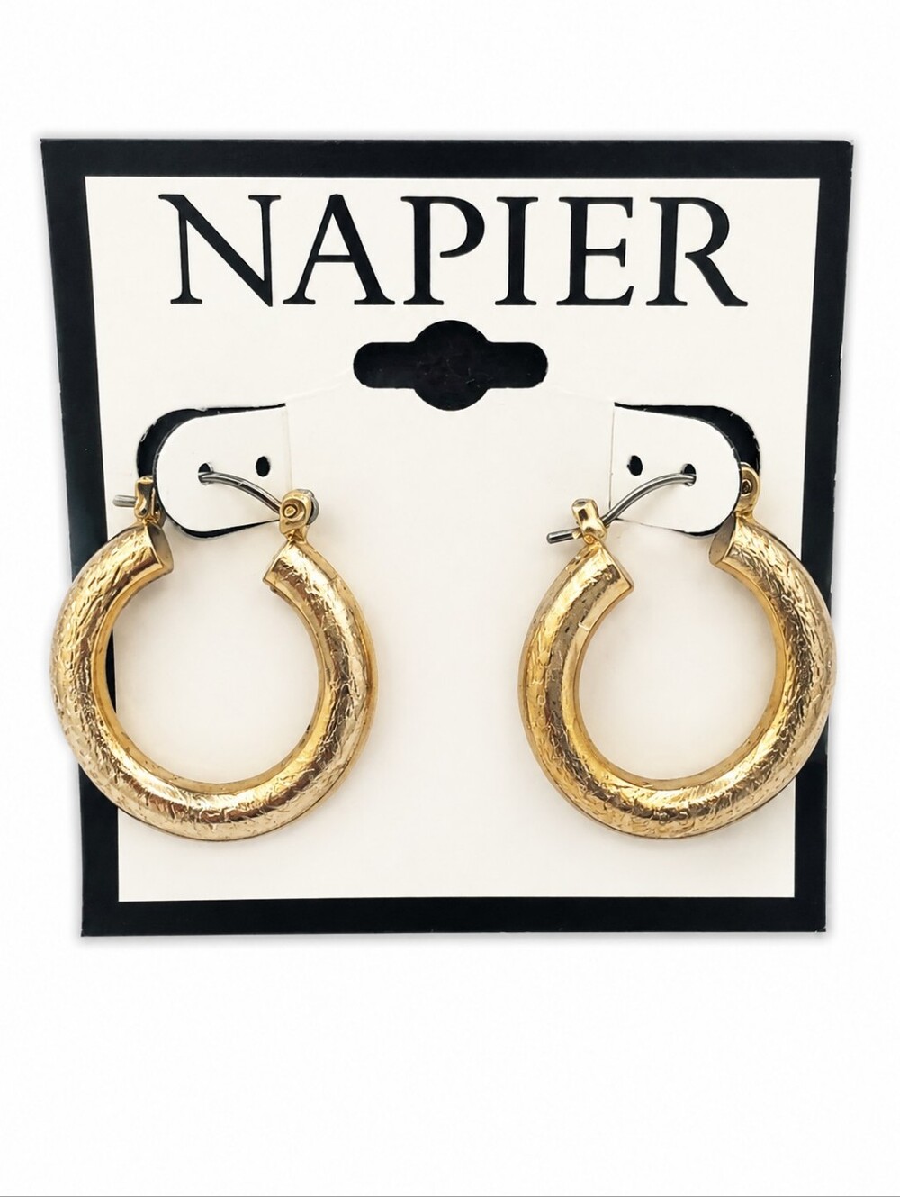 NWT Napier Gold Tone Chunky Hoop Earrings 1.25" Classic Pierced Hoops